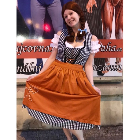 Oranžovo - černý dirndl