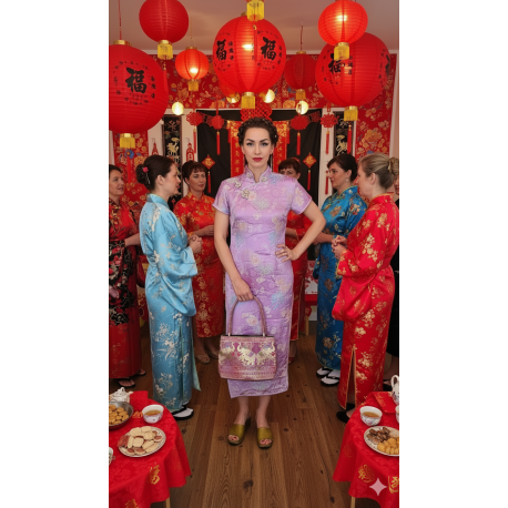 Asijský kostým s jemným květinovým brokátem