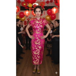 Orientální kostým s červeným květem sakury