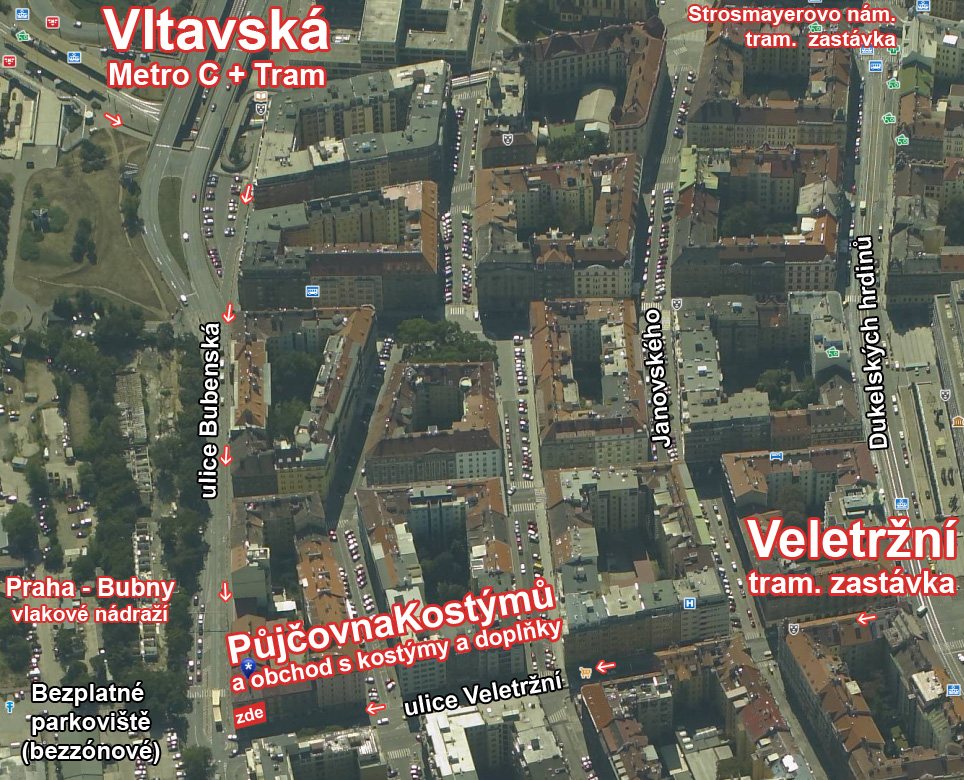 mapa prodejna a půjčovna kostýmů